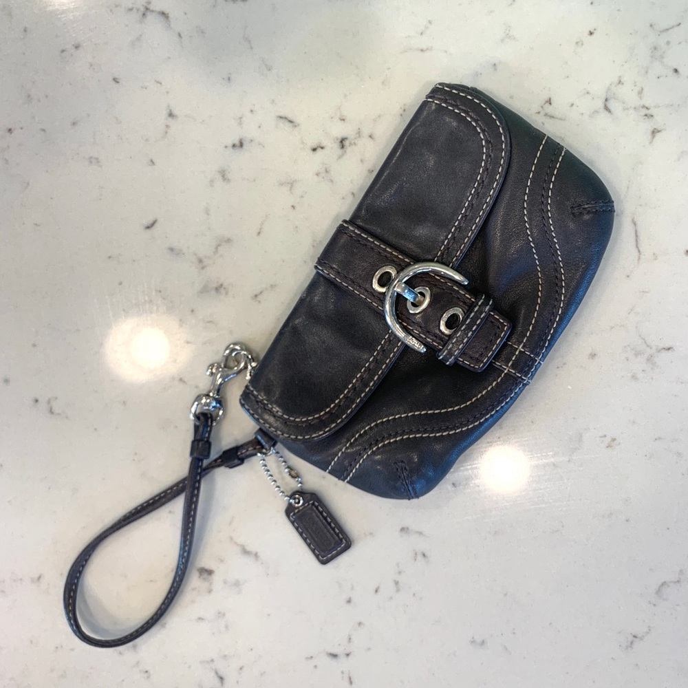 Coach brown leather wristlet